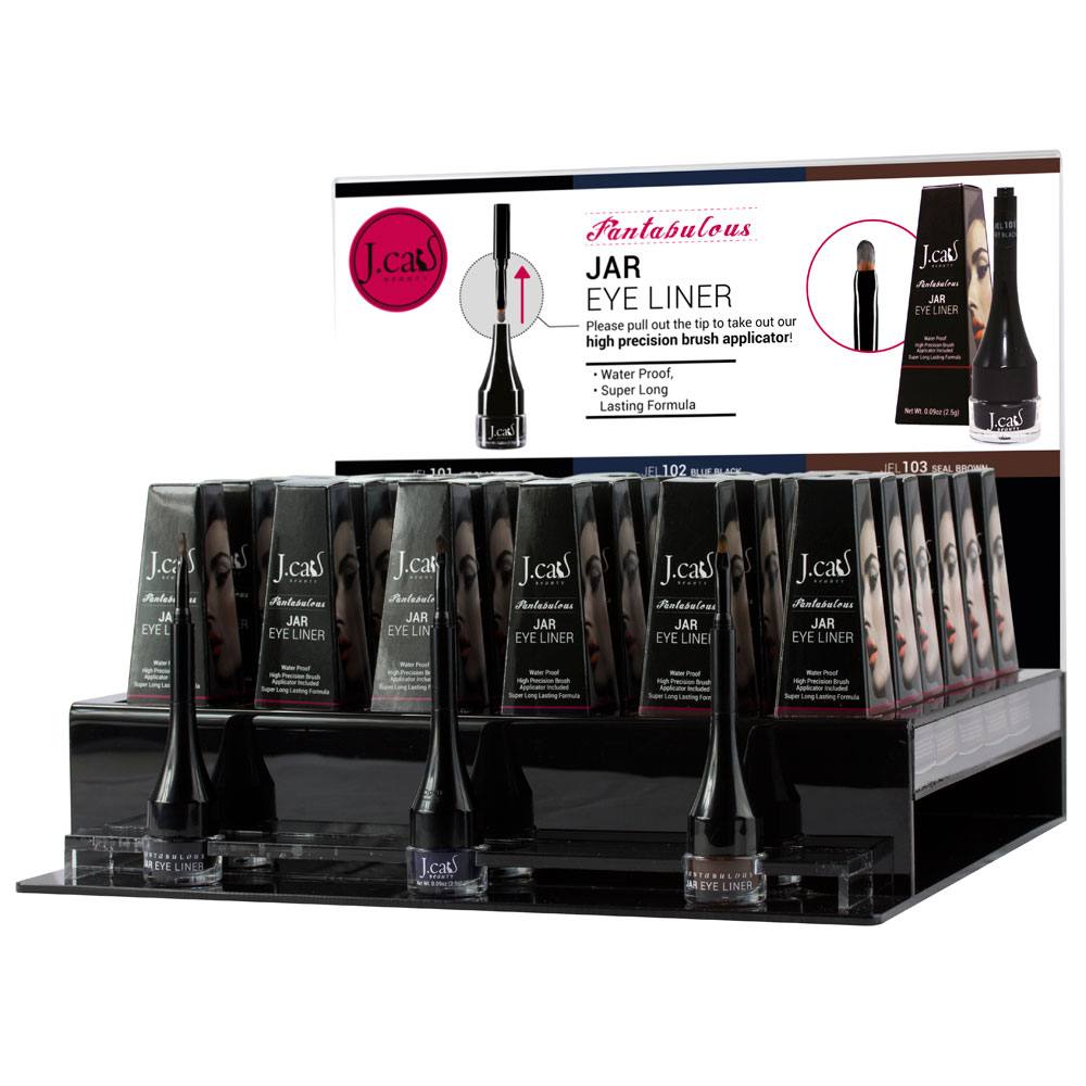 Jar Eye Liner Display Set by JCAT.  Includes 36 Retail Products and 6 Testers.