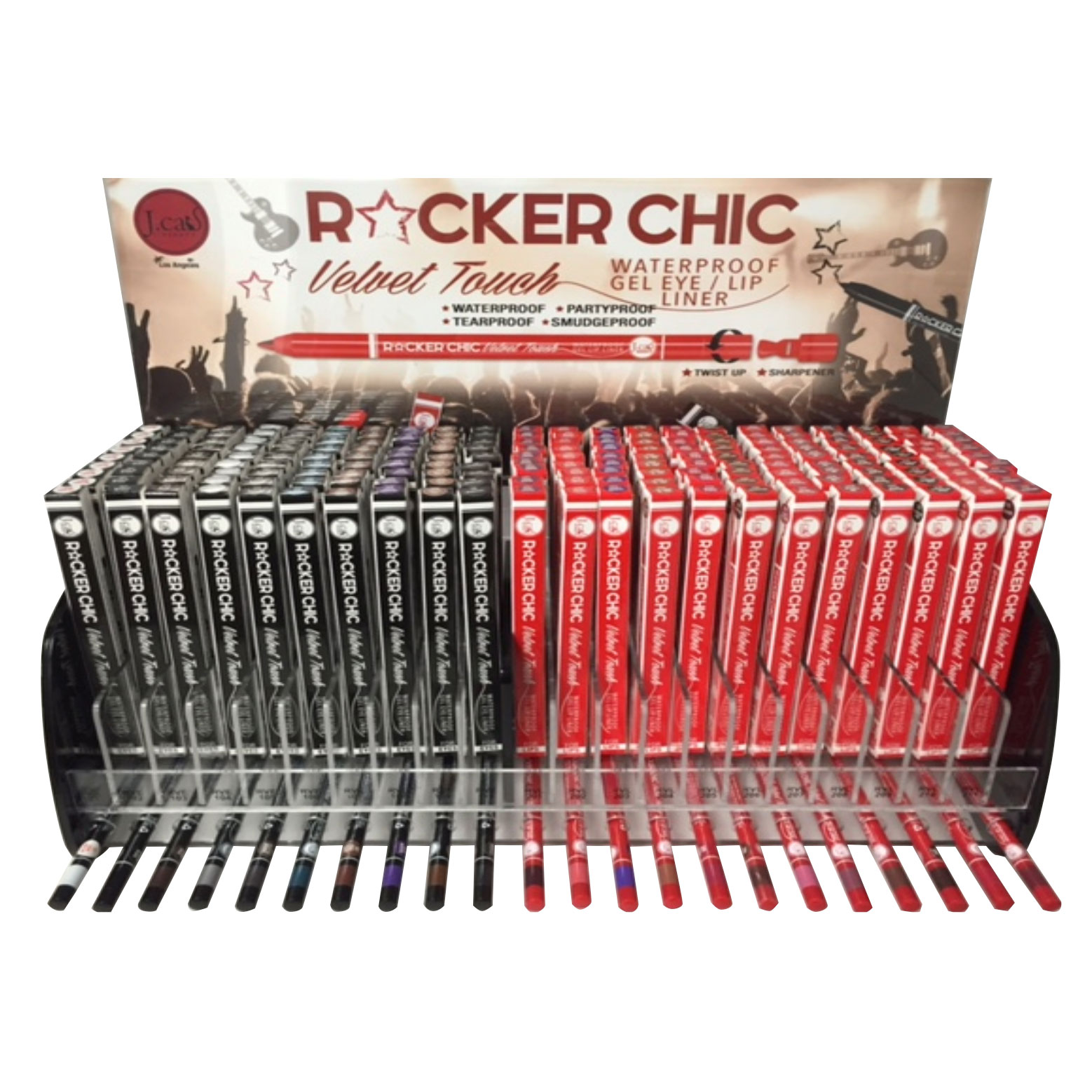 Rocker Chic by JCAT Eye/Lip Liner Display Set.  Includes 198 Retail Products and 22 Testers.