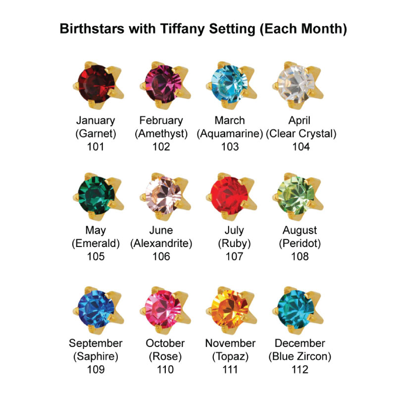 Studex Individual Month Birthstars Earrings in Tiffany Setting Regular - pkg of 12