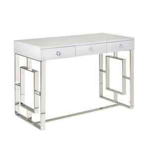 Manicure Table Baccarat, Color White on Chrome Legs