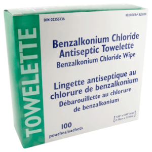 BENZALKONIUM CHLORIDE (BZK), ANTISEPTIC TOWELETTES, 100'S
