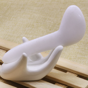 Natural White Jade Stone Scraper with L Top