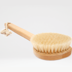 Shower Brush, Natural Bristle Walnut Wood with Short Handle