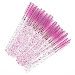 Disposable Mascara Wand Applicators with pink Glitter Pkg of 50