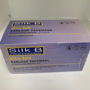Silk-B Disposable Ultra Safe Earloop Facemask Non Medical - 3 PLY -